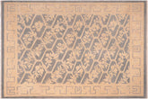 8x10 hand knotted transitional wool rug in blue and beige - Chic Whitley