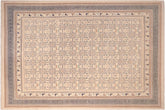 8x10 hand knotted transitional wool rug in beige and green - Boho Chic Vanna Beige/ Green