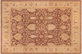 8x10 hand knotted vintage Lavastone low pile wool rug in brown and tan - Lavastone Clare