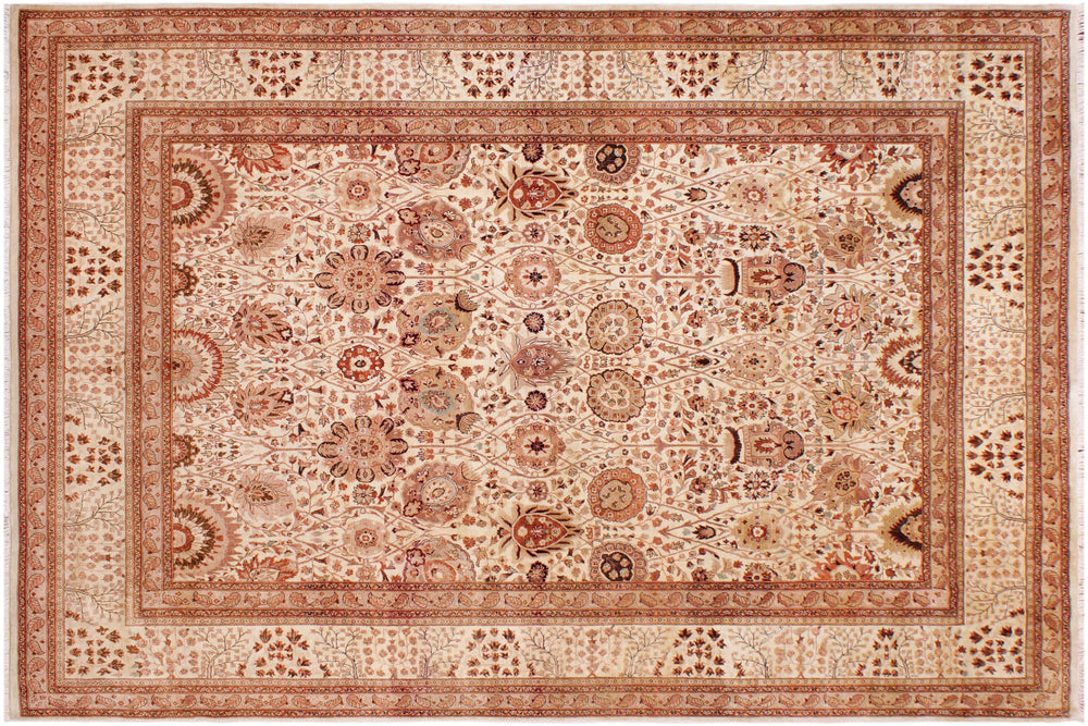 handmade Traditional Beige Copper Hand Knotted RECTANGLE 100% WOOL area rug 9' x 12'