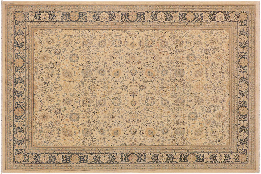 handmade Traditional Kafkaz Beige Blue Hand Knotted RECTANGLE 100% WOOL area rug 9x12