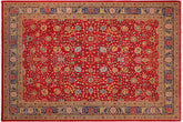 9x12 hand knotted Persian rug in red and teal blue - Istanbul Kasey Blue
