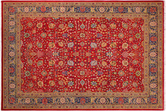 handmade Transitional Red Teal Blue Hand Knotted RECTANGLE 100% WOOL area rug 9' x 12'