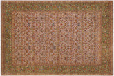9x12 hand knotted Persian rug in tan and green - Istanbul Roseann