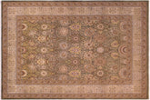 9x12 hand knotted Persian rug in green and tan - Istanbul Carly