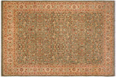 9x12 hand knotted Persian rug in green and tan - Istanbul Alyce