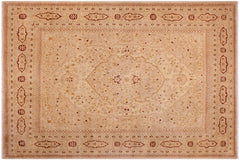 handmade Traditional Design Tan Tan Hand Knotted RECTANGLE 100% WOOL area rug 9' x 12'