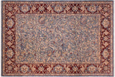 9x12 hand knotted Persian rug in blue and aubergine - Istanbul Anastasi