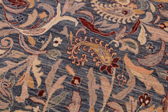 handmade Transitional Lahore Blue Aubergine Hand Knotted RECTANGLE 100% WOOL area rug 9' x 12'
