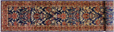 3x13 hand knotted transitional wool runner rug in blue and rust - Alfreda