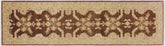 2x10 hand knotted traditional wool runner rug in brown and tan - Nobuko