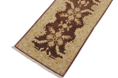 handmade Traditional Kafkaz Brown Tan Hand Knotted RUNNER 100% WOOL area rug 3' x 10'