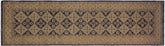 3x8 hand knotted geometric wool runner in blue and beige - Ziegler Maximina