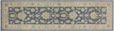 3x8 hand knotted traditional wool runner rug in gray and ivory - Erna