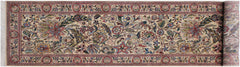 handmade Traditional Kashan Beige Pink Hand Knotted RUNNER 100% WOOL area rug 3' x 11'