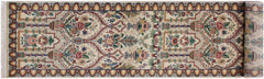 handmade Traditional Mahal Beige Blue Hand Knotted RUNNER 100% WOOL area rug 3' x 12'