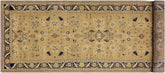 4x12 hand knotted transitional wool runner rug in gold and blue - Kitty