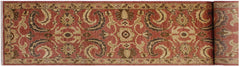 handmade Transitional Kafkaz Pink Tan Hand Knotted RUNNER 100% WOOL area rug 3' x 18'