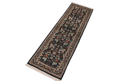 handmade Traditional Black Gray Hand Knotted RUNNER 100% WOOL area rug 3' x 9'