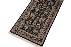 handmade Traditional Black Gray Hand Knotted RUNNER 100% WOOL area rug 3' x 9'