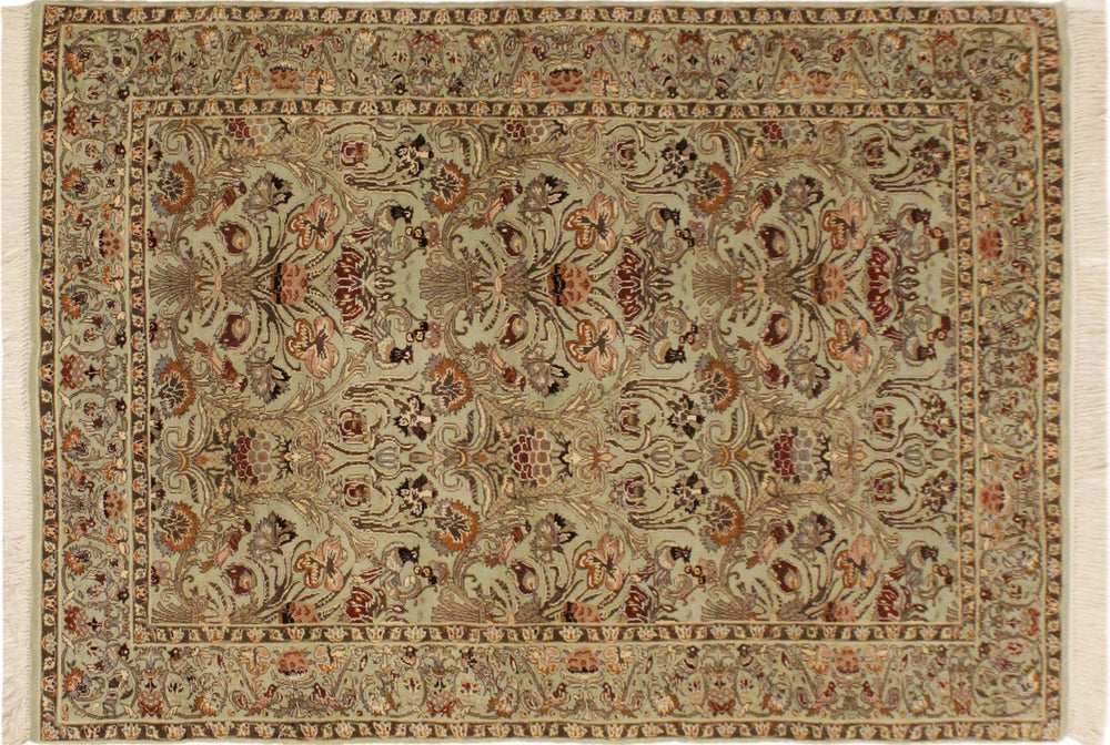 handmade Transitional Sayra Lt. Green Rust Hand Knotted RECTANGLE 100% WOOL area rug 4x6