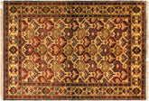 handmade Geometric Super Kazak Gold Blue Hand Knotted RECTANGLE 100% WOOL area rug 4' x 6'