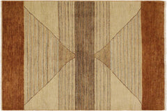 handmade Modern Gabbeh Tan Rust Hand Knotted RECTANGLE 100% WOOL area rug 4' x 6'