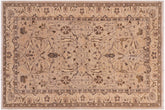 4x6 hand knotted Ziegler wool rug in tan - Bohemian Ziegler Grazyna