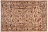 4x6 hand knotted Ziegler wool rug in tan and gold - Chic Ziegler Eleonora