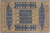 4x6 hand knotted Ziegler wool rug in blue and green - Classic Ziegler Delmy