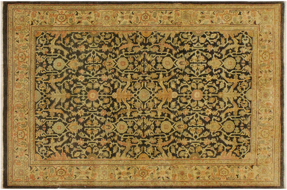 handmade Traditional Kafkaz Charcoal Beige Hand Knotted RECTANGLE 100% WOOL area rug 4x6