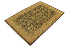 handmade Traditional Kafkaz Charcoal Beige Hand Knotted RECTANGLE 100% WOOL area rug 4x6