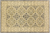 4x6 hand knotted transitional wool rug in gray and tan - Oriental Maudie Bluish