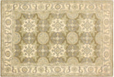 4x6 hand knotted transitional wool rug in green and ivory - Bohemian Jeanna