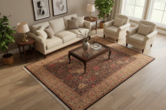 handmade Transitional William Black Beige Hand Knotted RECTANGLE 100% WOOL area rug 8x10
