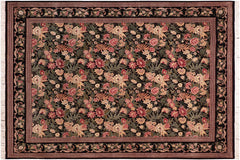 handmade Transitional David Black Green Hand Knotted RECTANGLE 100% WOOL area rug 8x10