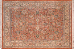 handmade Traditional Lahore Orange Tan Hand Knotted RECTANGLE 100% WOOL area rug 8x10
