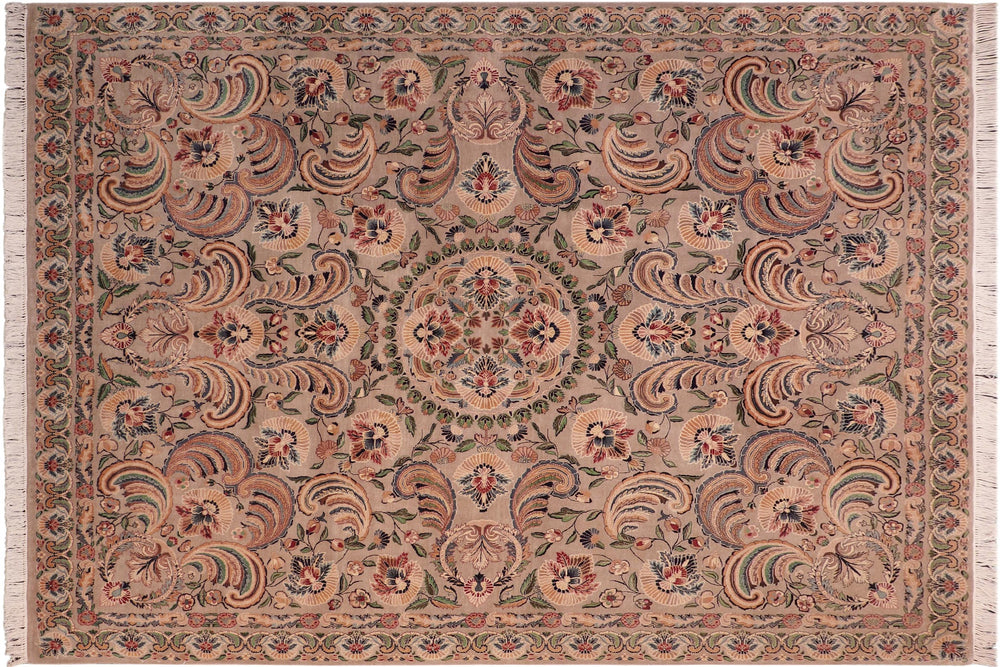 handmade Traditional Mountain Gray Tan Hand Knotted RECTANGLE 100% WOOL area rug 8x10
