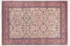 handmade Traditional Shahbaaz Ivory Pink Hand Knotted RECTANGLE 100% WOOL area rug 9x12