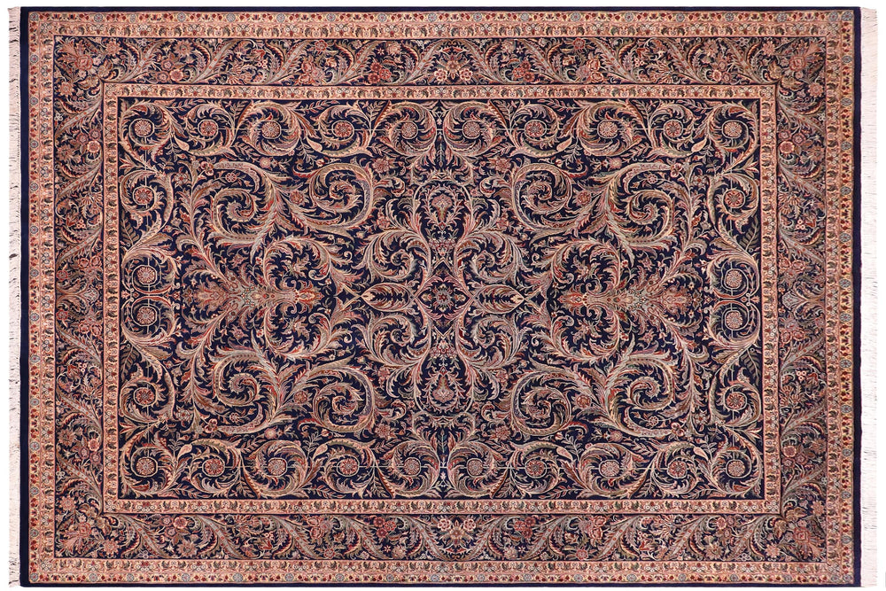 handmade Traditional Savonarrie Blue Blue Hand Knotted RECTANGLE 100% WOOL area rug 9x12