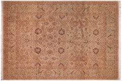 handmade Transitional Mehal Tan Lt. Green Hand Knotted RECTANGLE 100% WOOL area rug 9x12