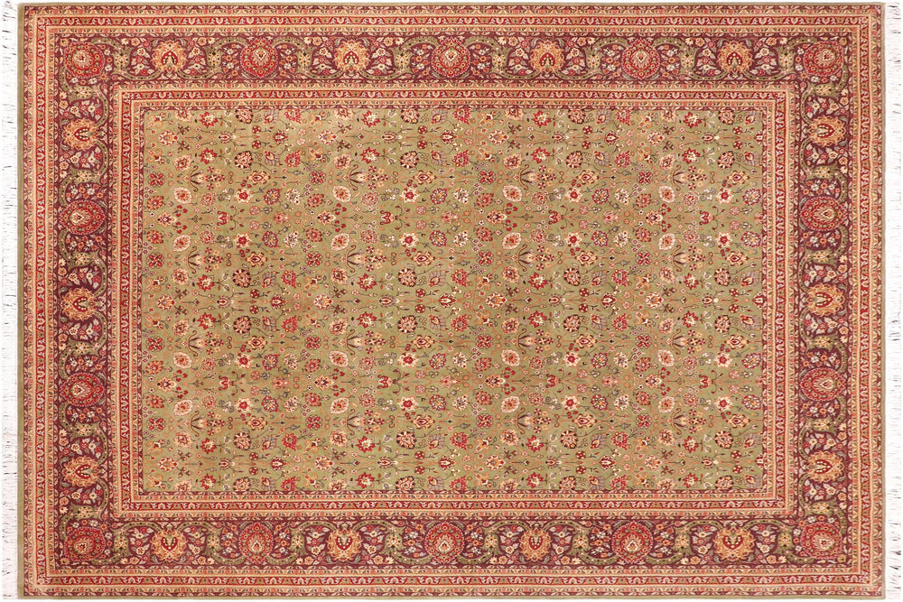 handmade Transitional Regular Green Aubergine Hand Knotted RECTANGLE 100% WOOL area rug 9x11