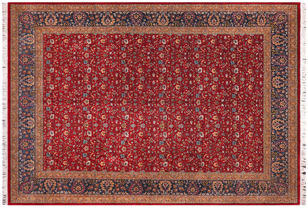 handmade Transitional Red Teal Hand Knotted RECTANGLE 100% WOOL area rug 9x12