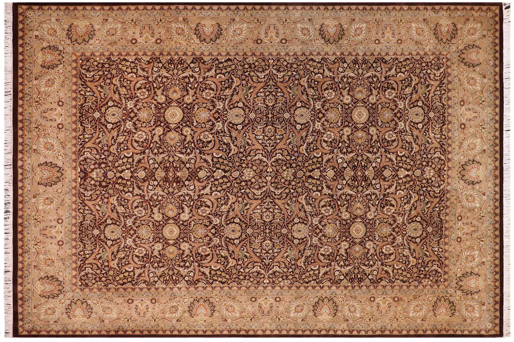 handmade Traditional Veg Dye Brown Tan Hand Knotted RECTANGLE 100% WOOL area rug 9x12
