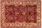 5x6 hand knotted Ziegler wool rug in red and ivory - Bohemian Ziegler Marjory
