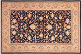 5x7 hand knotted Ziegler wool rug in blue and tan - Chic Ziegler Marcela