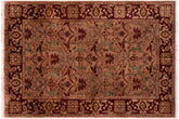 5x7 hand knotted Vegetable Dyed wool rug in brown and red - Belva Brown/ Red