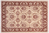 5x7 hand knotted transitional wool rug in ivory and brown - Chic Keeley