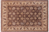 5x7 hand knotted transitional wool rug in brown and tan - Boho Chic Kandra