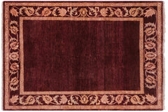 handmade Modern Gabbeh Maroon Beige Hand Knotted RECTANGLE 100% WOOL area rug 5' x 7'